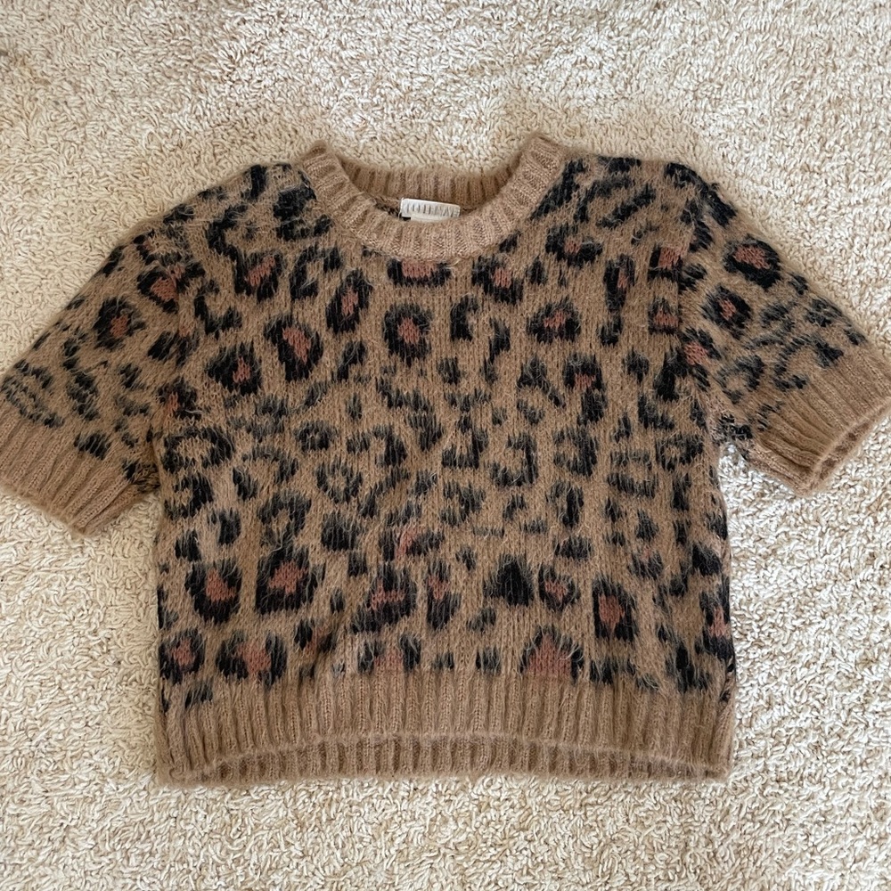 Urban Outfitter ‘Cooperative’ leopard fuzzy crop sweater